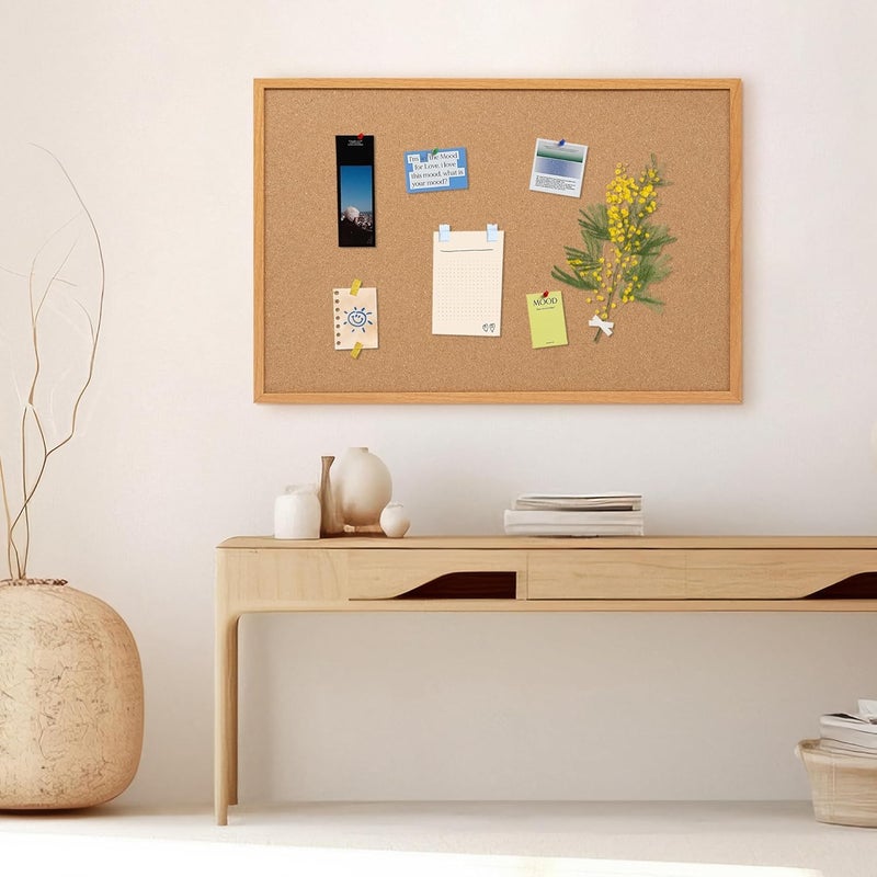 Board2by Cork Board Bulletin Board 24 x 36, Wood Framed Corkboards for Wall Decor, Hanging Office Message Board, Large Wall Mounted Notice Pin Board with 15 Push Pins for School, Home & Office - Image 3